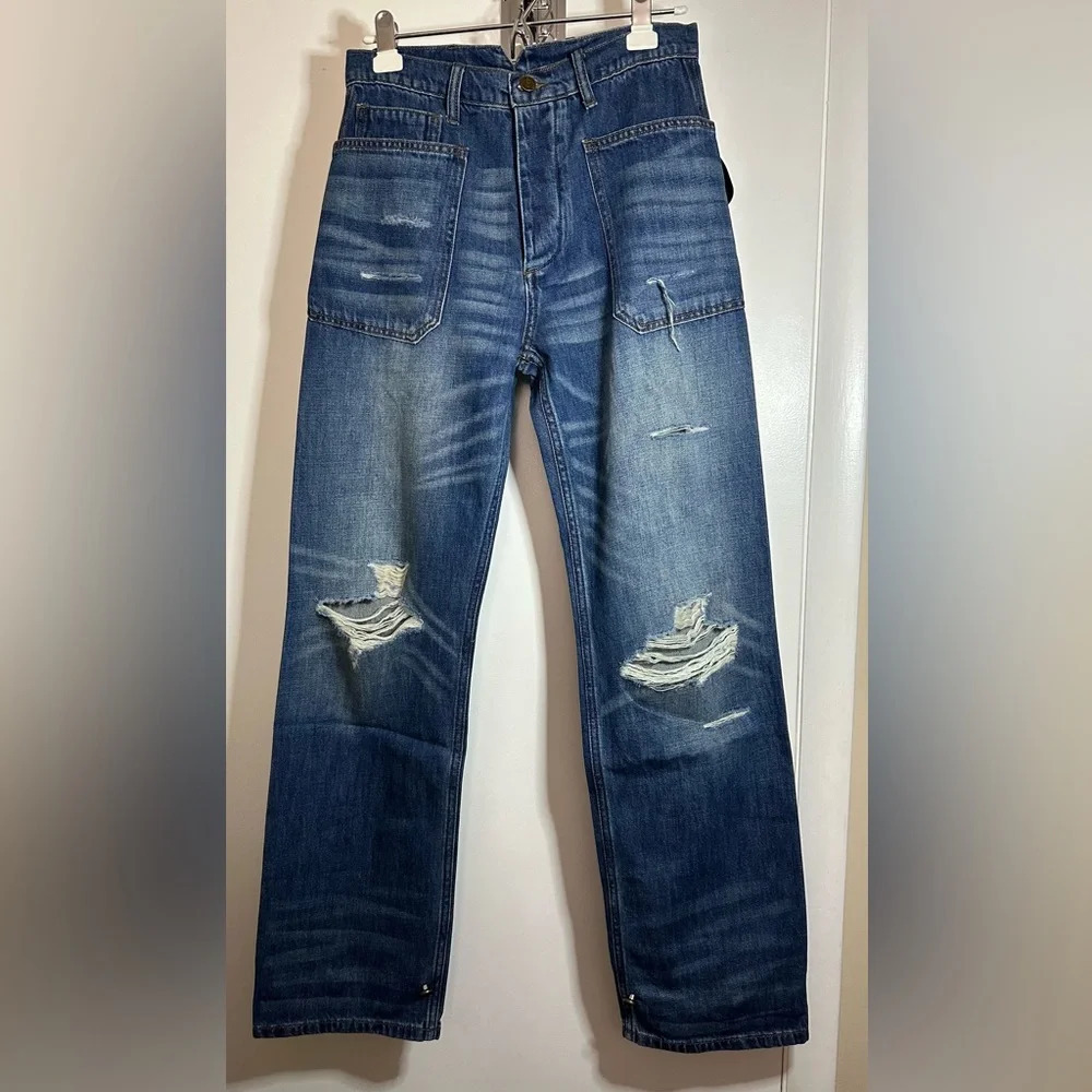 NWT Sandrine Rose Baggy Wide Leg Distressed Jeans Size 28